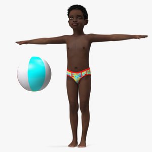 3D黑孩子男孩海滩风格操纵