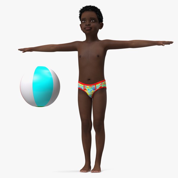 3D Black Child Boy Beach Style Rigged