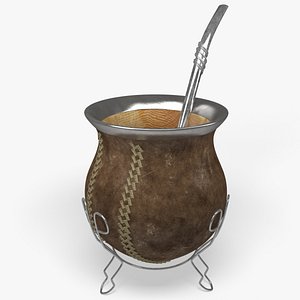 yerba mate infusion straw 3d model