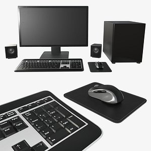 Computer monitor keyboard mouse pad speakers woofer set