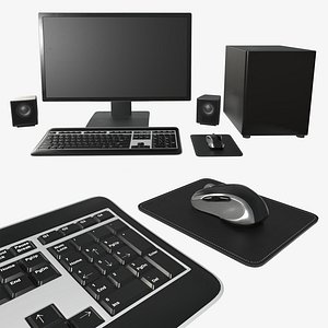 Computer monitor keyboard mouse pad speakers woofer set