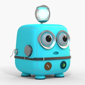 Cute cube  robot looks like a little chicken model