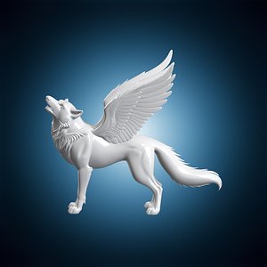 3D Lunar Howler Wolf 3D Print Model