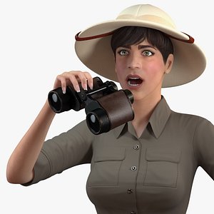 3D women zookeeper clothes rigged woman model