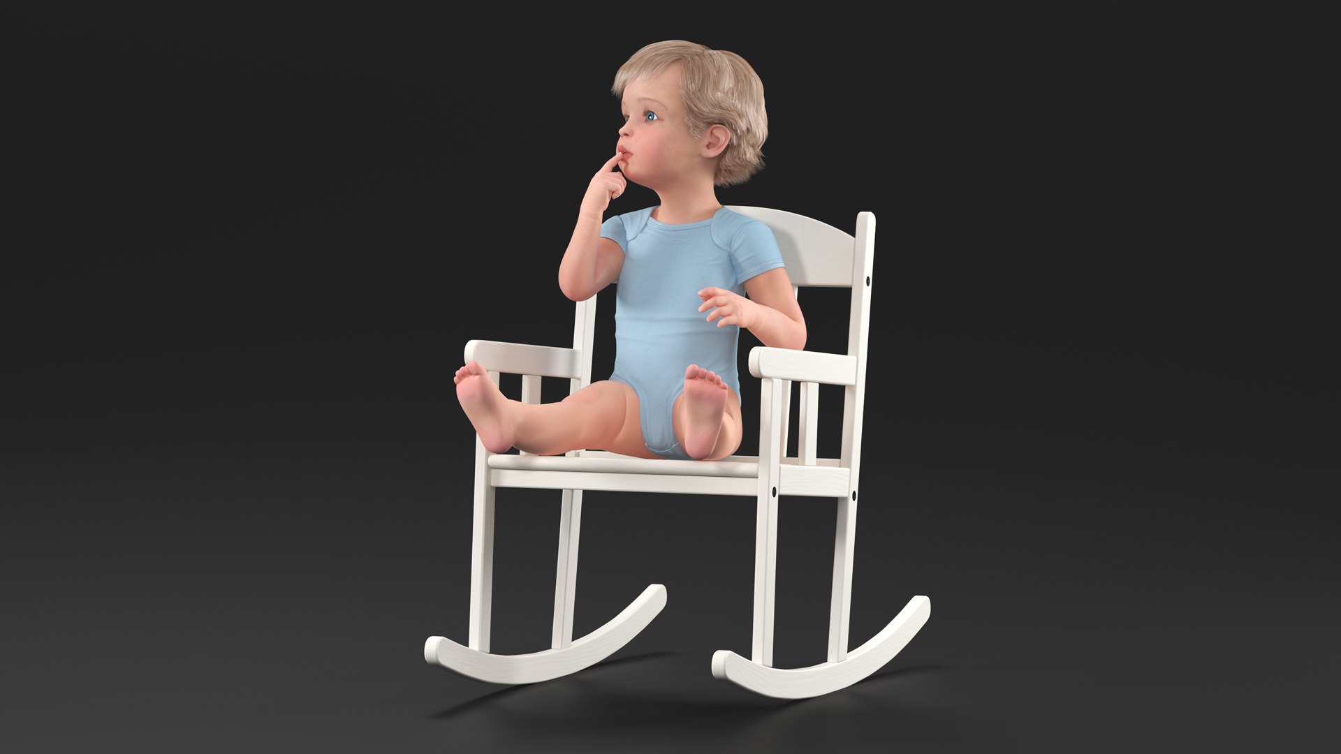 3D Boy Sitting In A Rocking Chair - TurboSquid 2271623