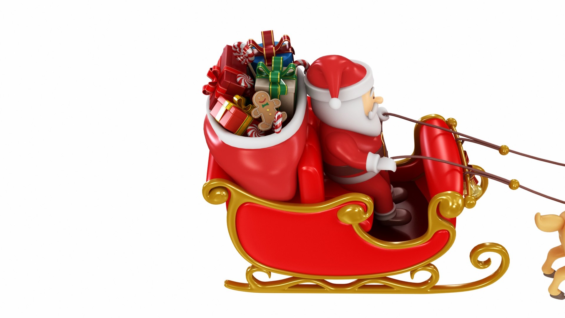 Santa Claus With Sleigh 3D Model - TurboSquid 2004443