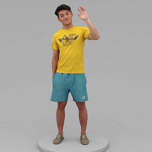 young man say hi 3D