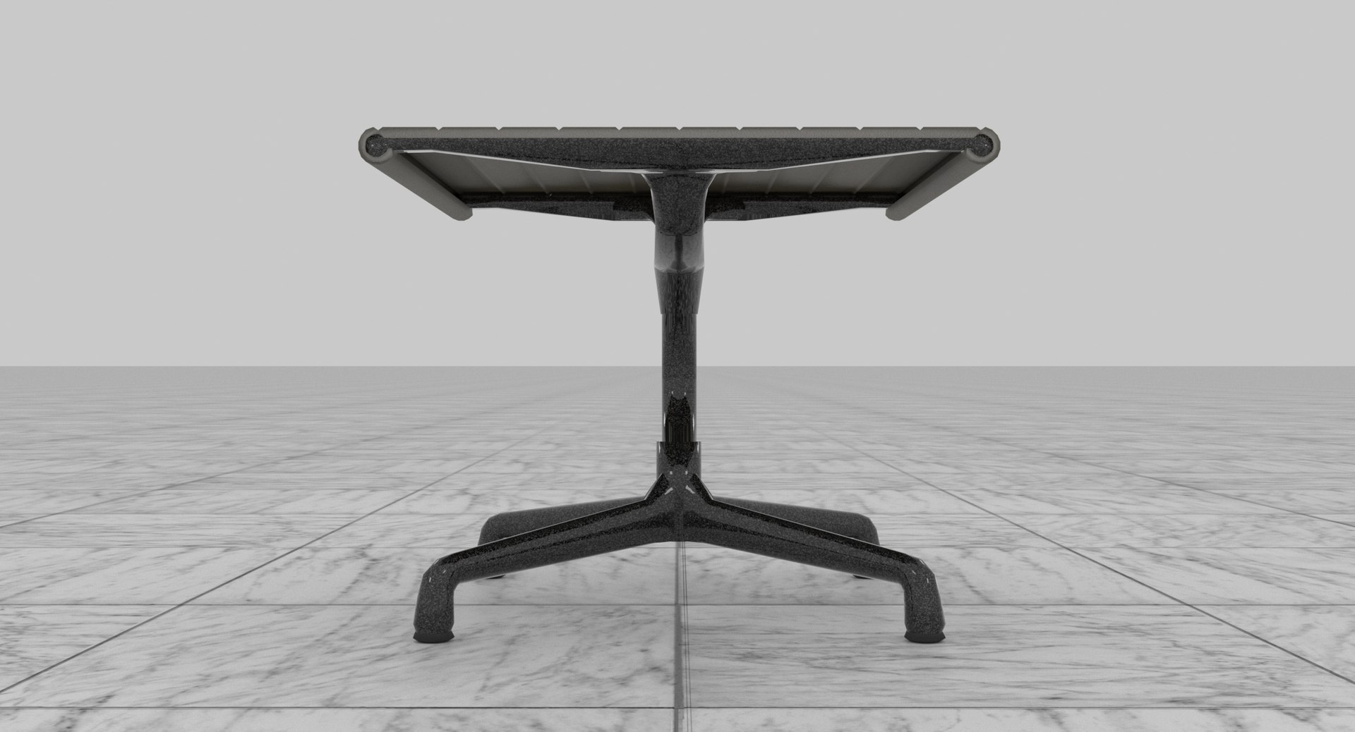 Eames Executive Brown Leather Black Metal Ottoman By Herman Miller 3D