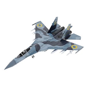 3D model Sukhoi SU-27 Flanker lowpoly jet fighter