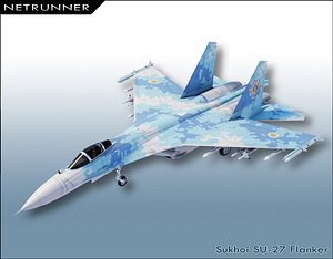 3D model Sukhoi SU-27 Flanker lowpoly jet fighter