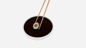 chopstick dip sushi roll 3D model