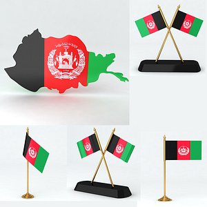 Afghanistan map and flag