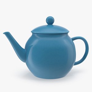 blue classic ceramic teapot 3D model