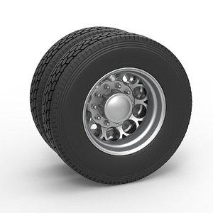 Diecast Rear custom wheel of semi truck Version 6 Scale 1 to 25 3D model