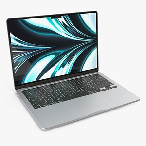 3D Silver MacBook Air M2 2022 model