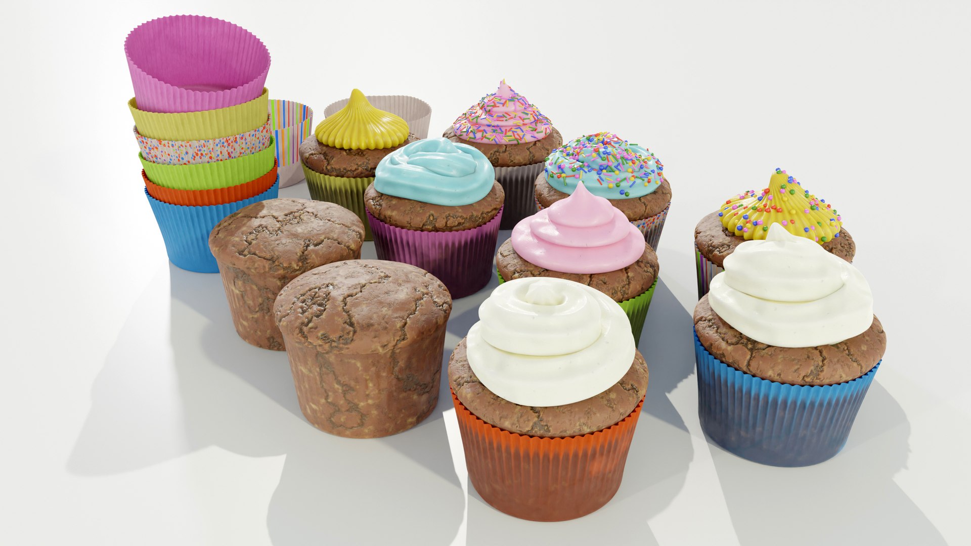 Cupcakes 3D model https://p.turbosquid.com/ts-thumb/yK/v8fFwb/Gd/z0004/jpg/1704308827/1920x1080/fit_q87/5b2891ac48fd1ec32f38ca68cce664e4e889c9ad/z0004.jpg