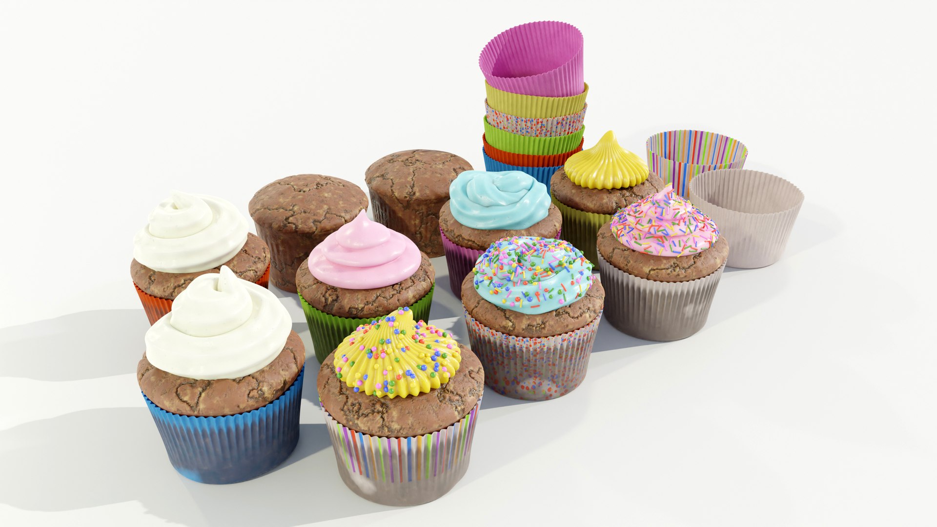 Cupcakes 3D model https://p.turbosquid.com/ts-thumb/yK/v8fFwb/lr/z0001/jpg/1704308825/1920x1080/fit_q87/d18ff5ff95b90822093739c7af42e76a56fd3c2b/z0001.jpg