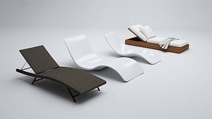Sun Loungers Collection 3D model