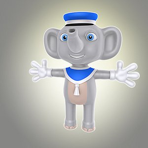 3d simple cartoon elephant