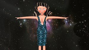 free low poly woman in dress 26