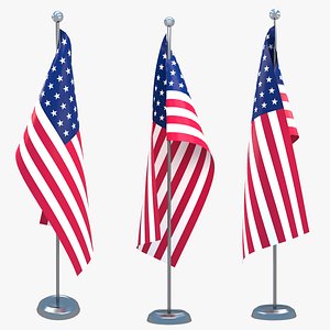 USA Flag and Pole model