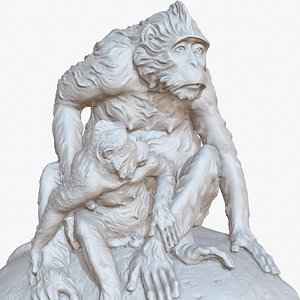 3D sculpture monkeys rock 1m model