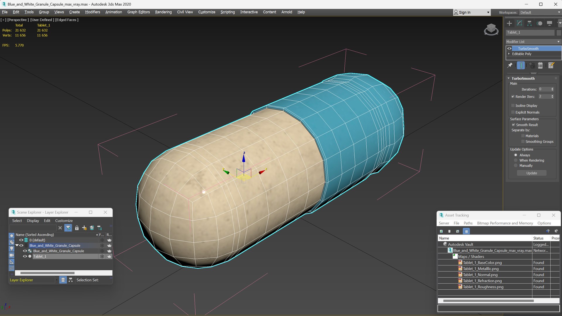 Blue And White Granule Capsule Model - TurboSquid 2342496