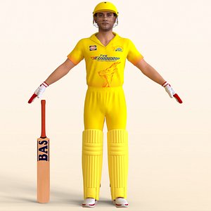 3D Cricket Batsman Dhoni model