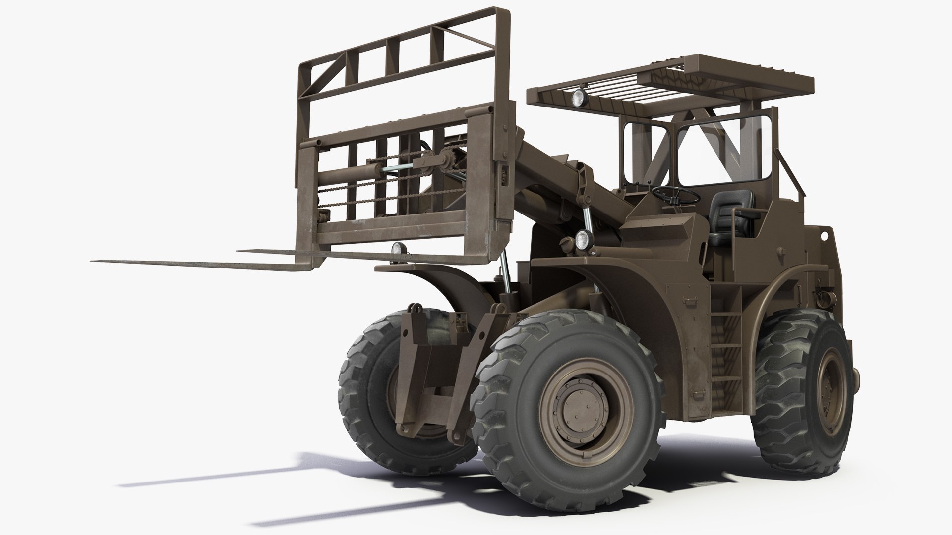 Military Forklift Rigged 3D model preview