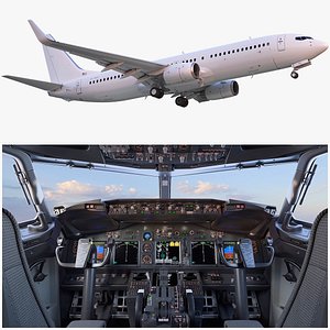 Boeing 737-800 with Cockpit and Interior 3D