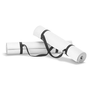 White Twisted Yoga Mat Set - two gym roll rubber yogi pad with handles