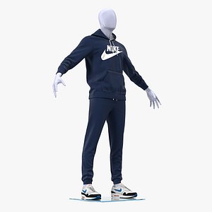 Nike Sportswear Suit Blue Lowered Hood on Mannequin
