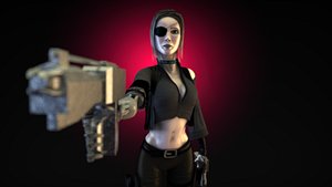 sexy cyber woman warrior character 3ds