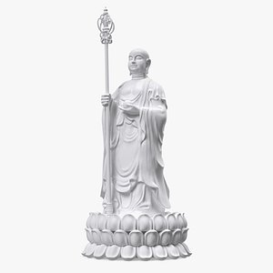 Dizang Buddha Sculpture White Stone