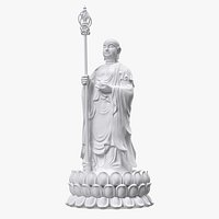 Dizang Buddha Sculpture White Stone