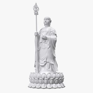 Dizang Buddha Sculpture White Stone