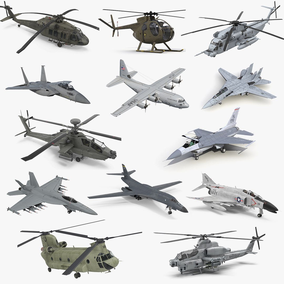 US Military Aircrafts Collection 2 3D model preview