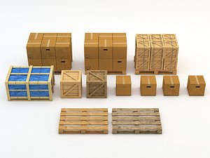 3d industrial crate box model
