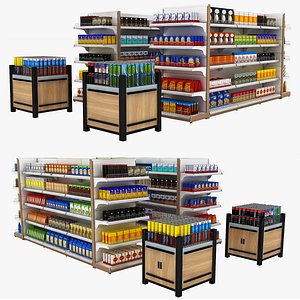 3D Supermarket Shelves Collection