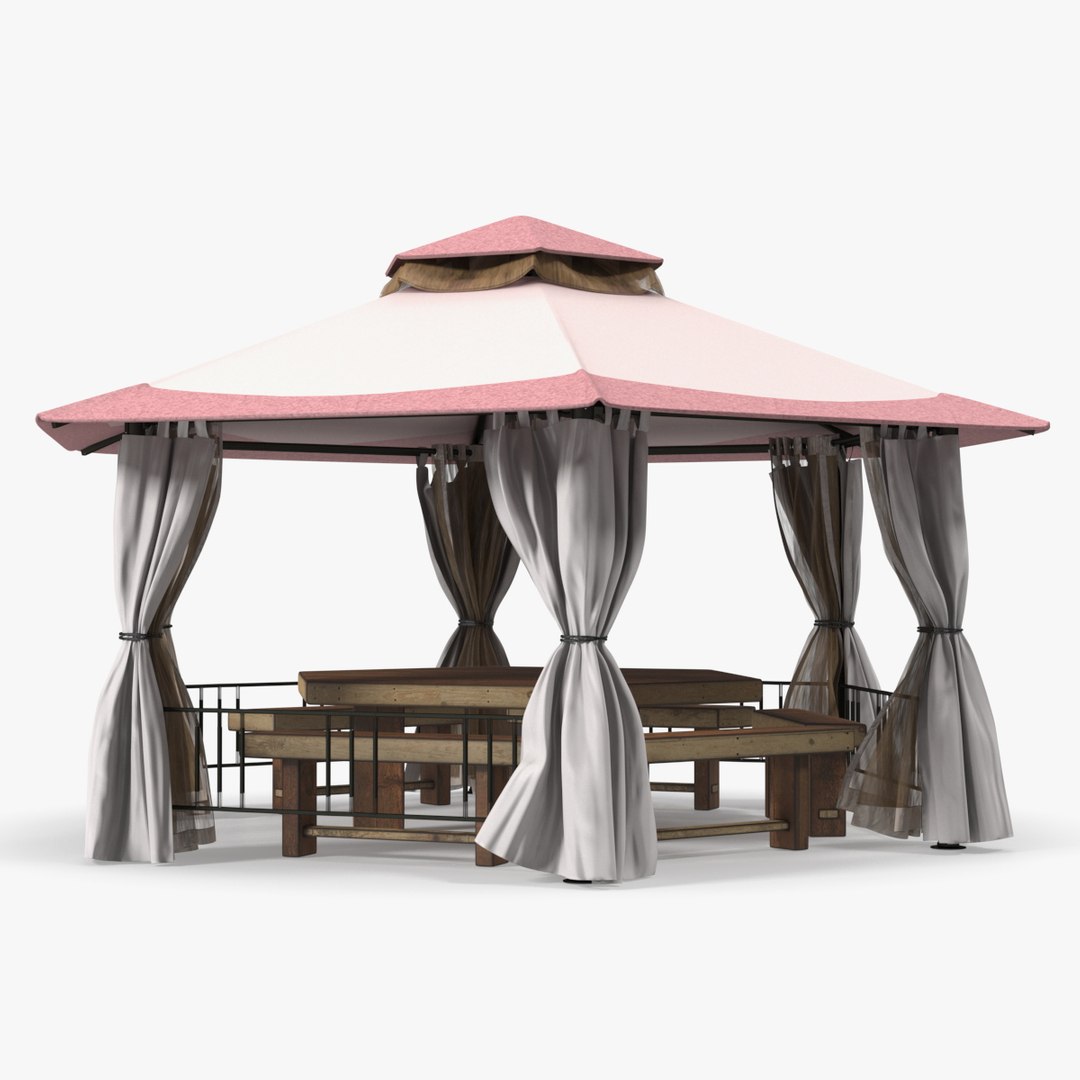 Garden Fabric Gazebo 3D model preview
