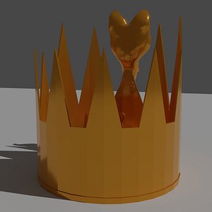 3D Golden crown with animal figure model