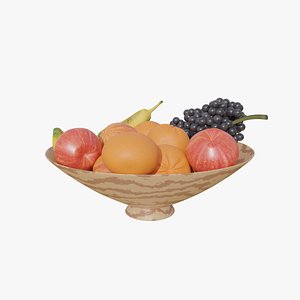 3D Fresh Fruits in a bowl