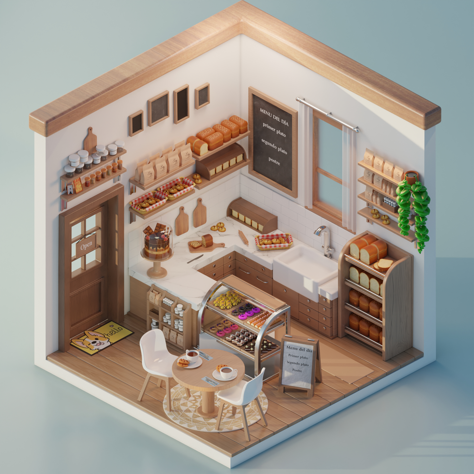 modelo 3d Panadería Restaurante Isométrica - TurboSquid 2263369