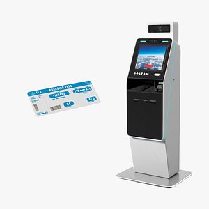 Airport Smart Self Check In Terminal with Boarding Pass Collection 3D