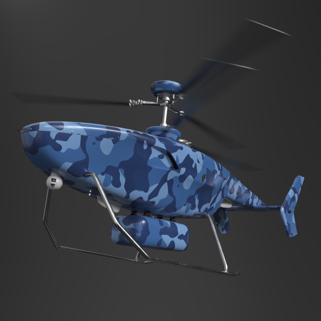 VRT-300 Coastal Patrol UAV Blue Camo Rigged for Cinema 4D 3D model preview