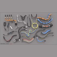 Hard Surface Kitbash Library - Canisters / Bolts / Knobs/Cables/Hoses/Tubes