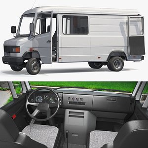 Multi Purpose Commercial Transport Van White Rigged for Cinema 4D