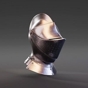 medieval knight armet helmet visor 3D model