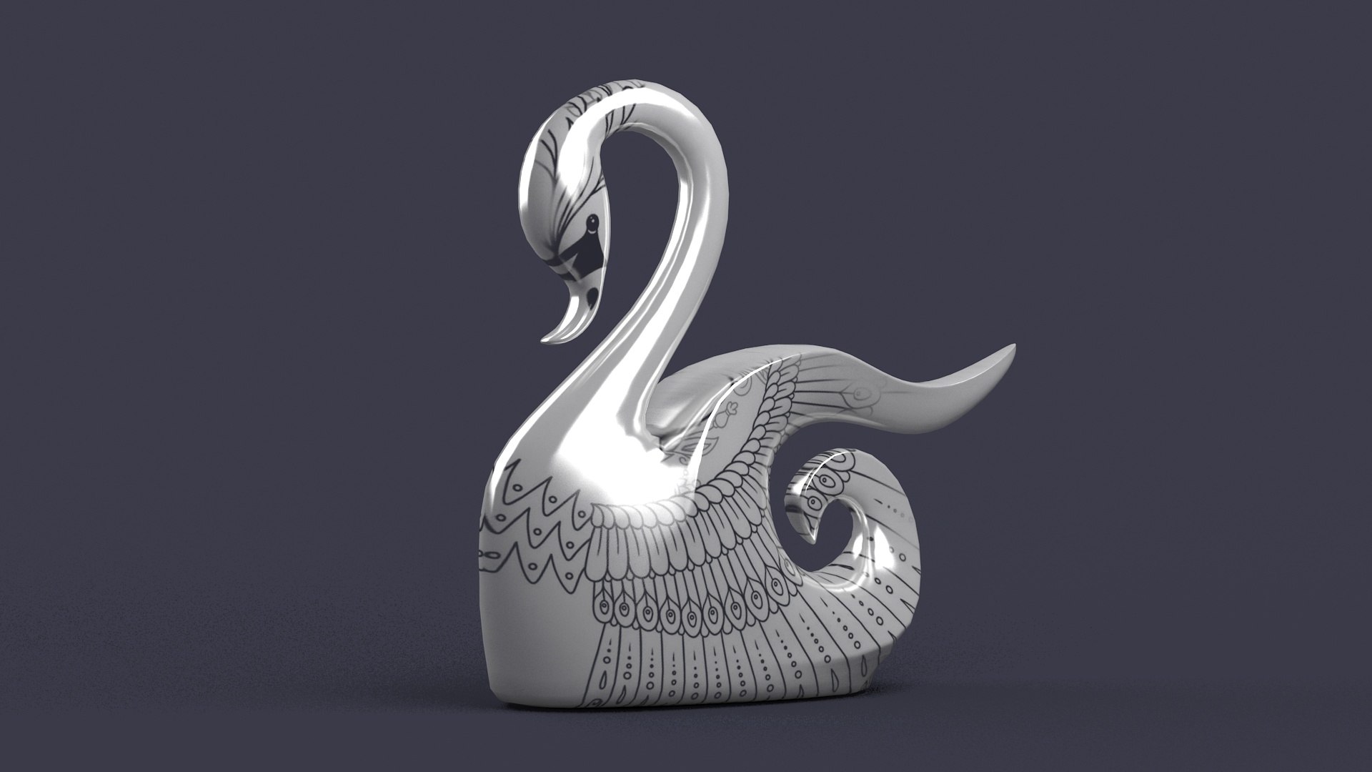 3D Decorative Set Stand Swan Sculpture Figurine Swan Ornaments ...