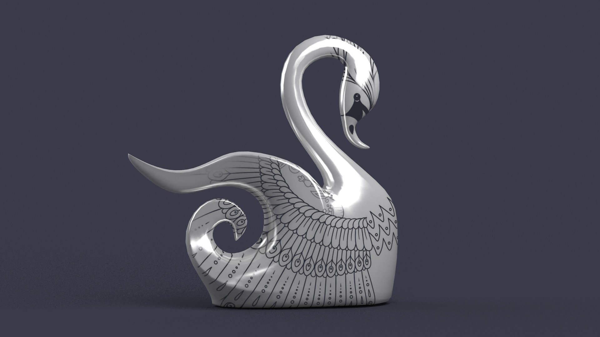 3D Decorative Set Stand Swan Sculpture Figurine Swan Ornaments ...